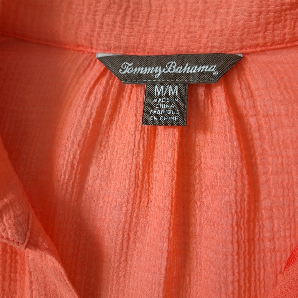 NWOT TOMMY BAHAMA   Vibrant Orange Blouse - Picture 6 of 7